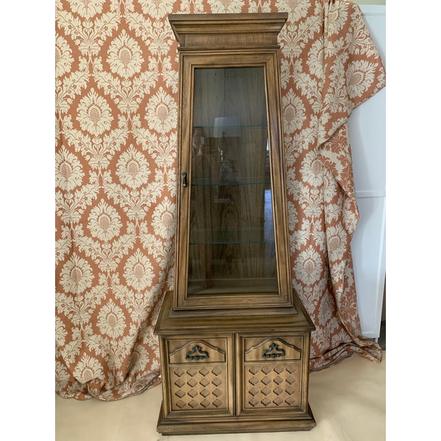 1960s Mid Century Obelisk Lighted Curio Cabinet For Sale - Image 12 of 12