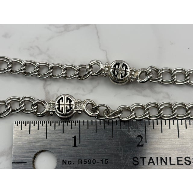 Givenchy Vintage Givenchy Crystal Station Necklace in Silver Tone With Rhinestones For Sale - Image 4 of 9