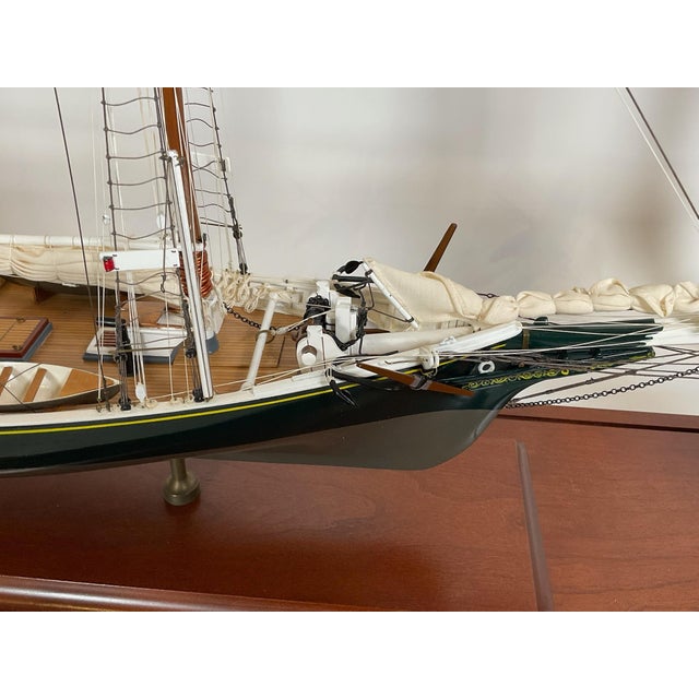Model of the New England Fishing Schooner "Mystic". With planked deck, winch, cabin, etc. Rigged with standing and running...