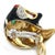 1990s Tiger/Panther Head Earrings Post Clip Huggie 18k Enameled For Sale - Image 5 of 7