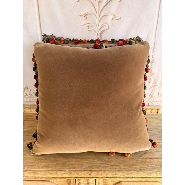 Pair of Velvet Pillows With 19th Century Metallic & Silk Embroidered Crests For Sale - Image 11 of 11