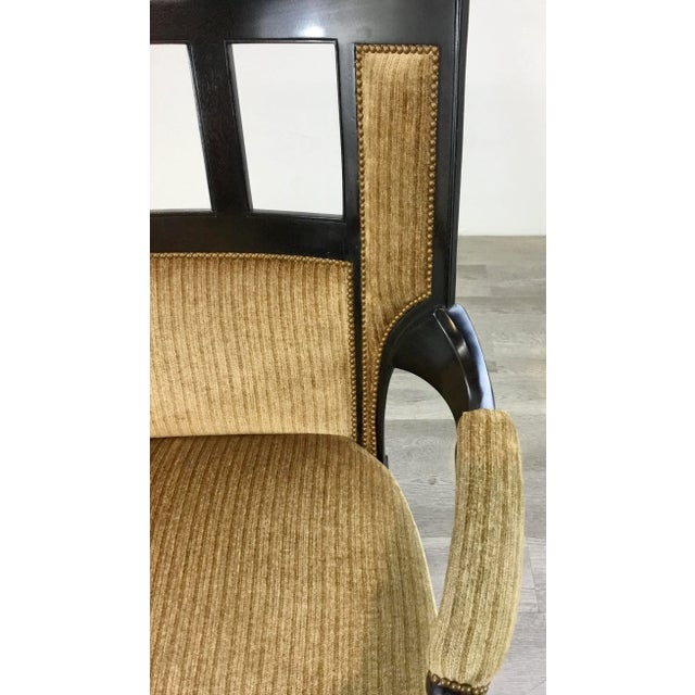 Transitional Transitional Gold and Brown Curvy Accent Chair For Sale - Image 3 of 8
