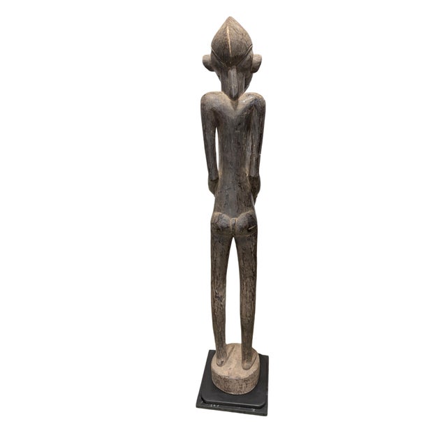 Wood Vintage Life Size African Senufo Tyepka Standing Maternity Figure 60" H Côte d'Ivoire W/Stand For Sale - Image 7 of 7