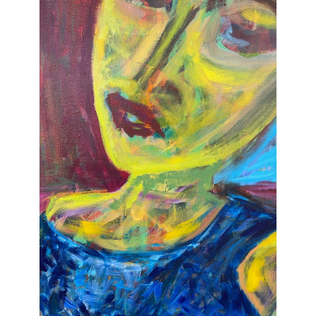 “Between Thoughts” Original Acrylic Contemporary Expressionism Portrait by Linda McDonough For Sale - Image 10 of 12
