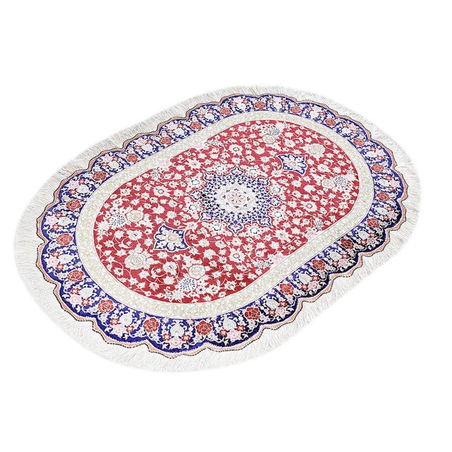 Ghom Silk Rug in Crimson For Sale - Image 12 of 14