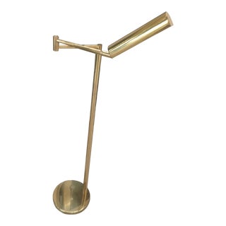 1960s Koch and Lowy Solid Brass Swing Arm Floor Lamp For Sale
