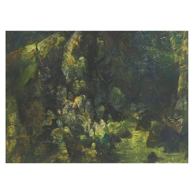 James Lewicki, American, 1917-1979, " Landscape ", Acrylic On Board. Signed, Condition is excellent.