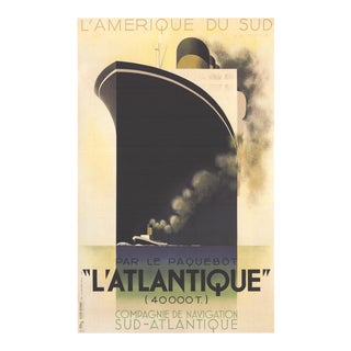 A.M. CASSANDRE L'Atlantique 39.25" x 27.5" Poster 1998 Vintage Black Boat, Ship, Ocean - Set of 10 For Sale