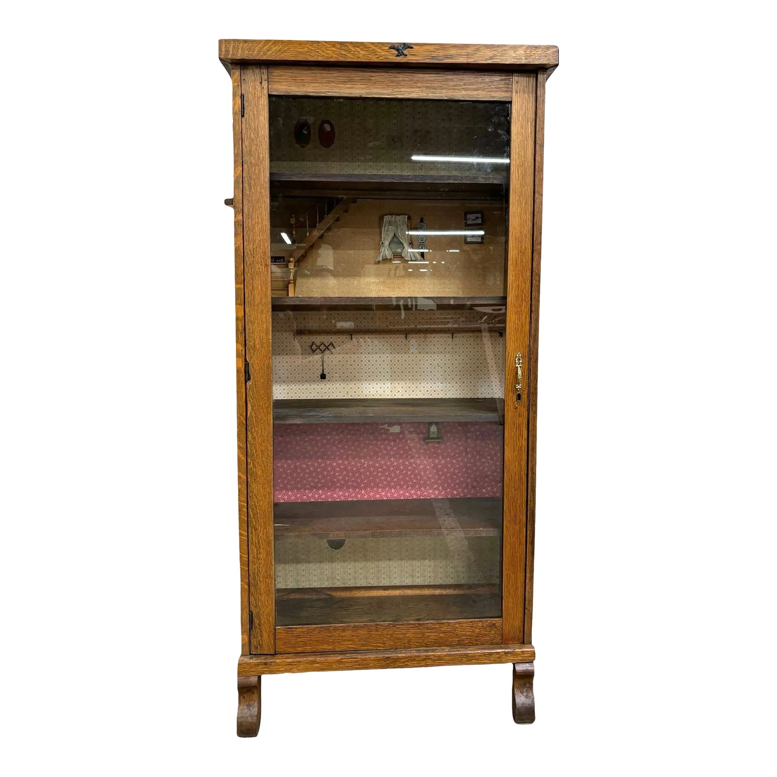 Antique Mission Arts and Crafts Bookcase Bookshelf Cabinet