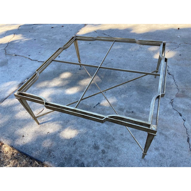 Lexington Furniture Vintage Louis XVI Style Wrought Iron and Antiqued Mirror Glass Top Coffee Table For Sale - Image 4 of 18