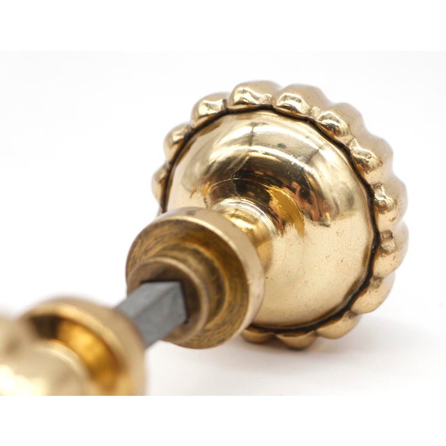 Pair of Vintage 2.25 In. Polished Brass Fluted Door Knobs For Sale - Image 6 of 6