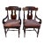 Bernhardt Mahogany Arm Chairs Pair Vintage Stretcher Base 80s For Sale