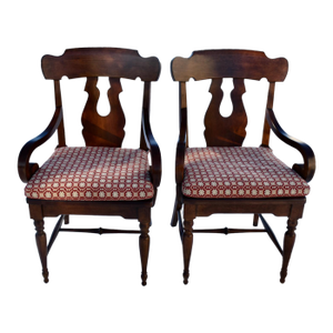 Vintage Pair of Bernhardt British Colonial Arm Chairs W/Removable Cushions