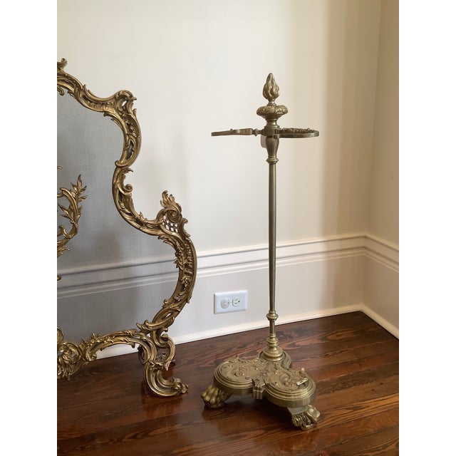 French Mid 19th Century French Solid Brass Fireplace Screen and Tool Set For Sale - Image 3 of 9
