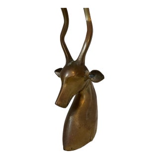 Mid-Century Brass Antelope Gazelle Head Figurine For Sale