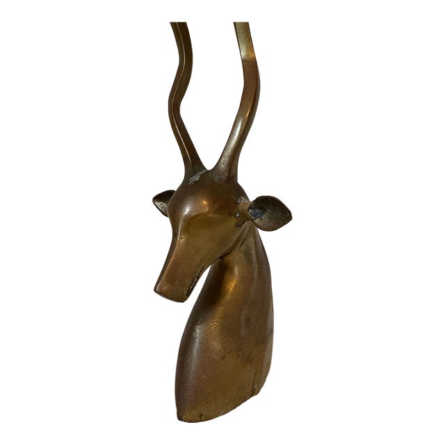 Mid-Century Brass Antelope Gazelle Head Figurine For Sale
