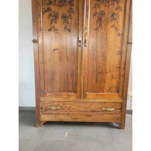 Art Nouveau Wooden 2-Door Wardrobe, 1920s For Sale - Image 4 of 15
