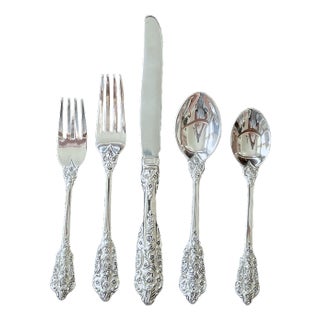 1970s Fb Rogers Silverplate “Grand Antique” Flatware Set – Service for 12 With Serving Pieces, 64 Pieces, in Box For Sale