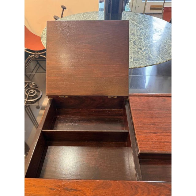 Bernini Italian Walnut Multi-Compartments Desk attributed to Bernini, 1960s For Sale - Image 4 of 11