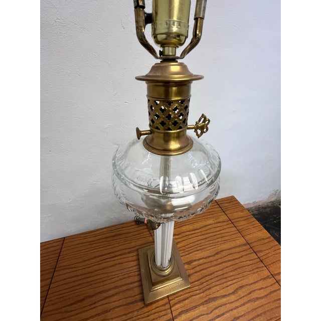 Metal Vintage Corinthian Column Oil Lamp For Sale - Image 7 of 8