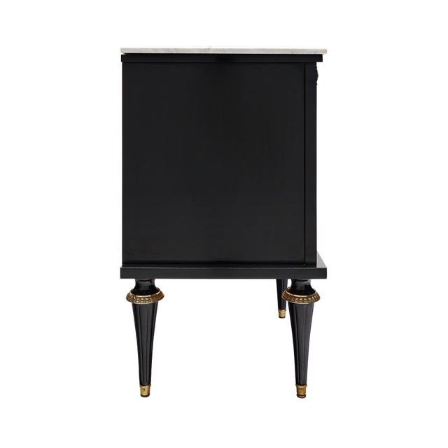 Wood French Louis XVI Ebonized Mahogany Four-Door Buffet With Carrara Marble, Circa 1910 For Sale - Image 7 of 9