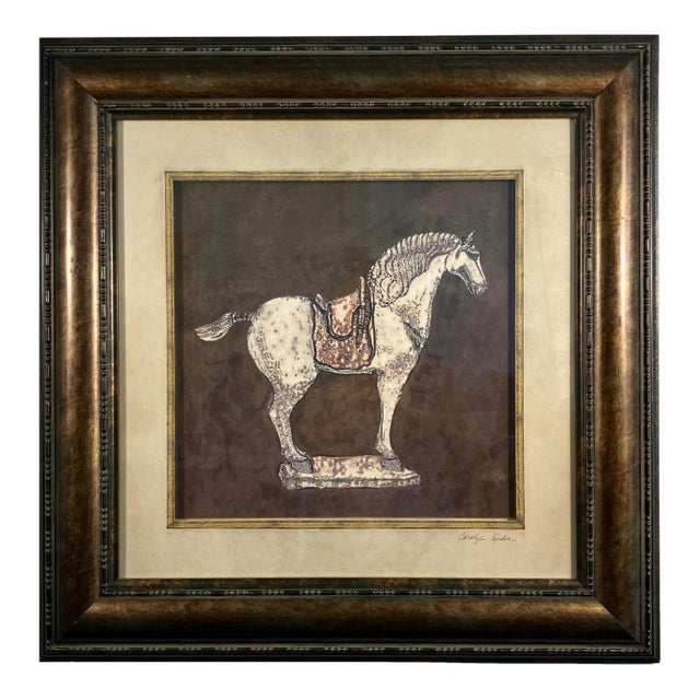 Carolyn Kinder Horse Print, Tang Dynasty Artwork, Signed Equestrian Print, Asian-Inspired Vintage Carolyn Kinder Wall Decor, For Sale