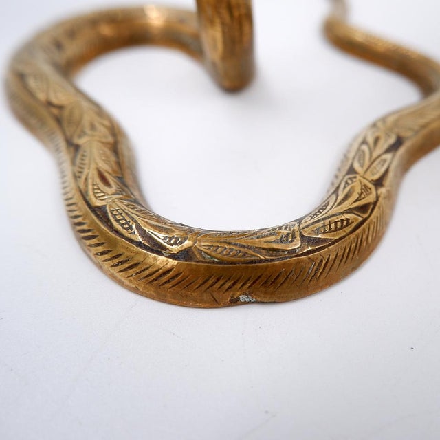 Engraved Brass Cobra Candlesticks, 1960s, Set of 2 For Sale - Image 5 of 17