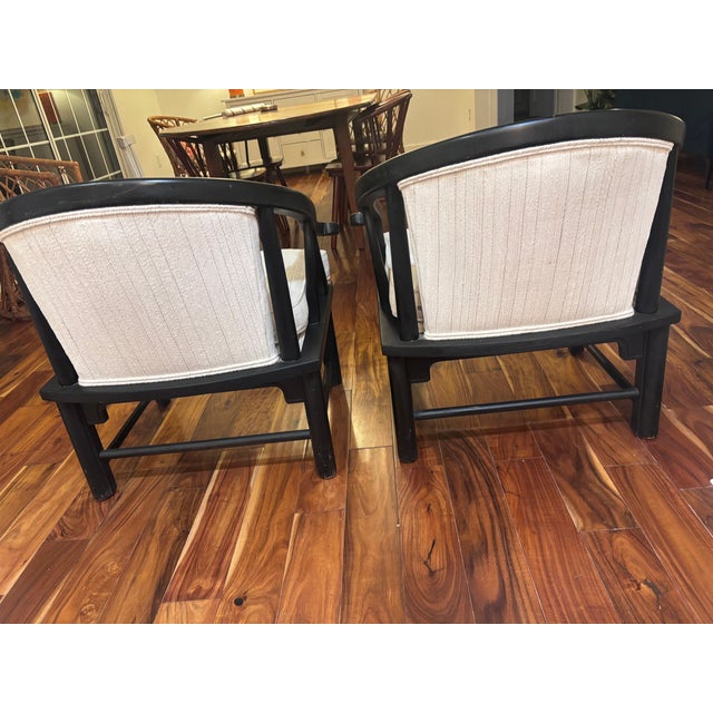 1950s Pair of Black Frame Asian Ming Style Horseshoe Armchairs, For Sale - Image 9 of 13