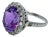 Mid 20th Century 10k White Gold Oval Amethyst and Diamond Halo Ring, Size 6.5 For Sale