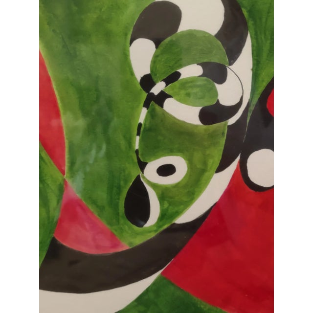 "Black & White Swirl 1" ~ Contemporary Acrylic Painting on Paper, Framed With Glass For Sale - Image 4 of 7