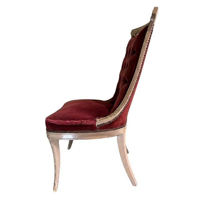 Pair of French Regency Revival Slipper Chairs, Double-Pierced Crest, C. 1920-1940 For Sale - Image 4 of 11