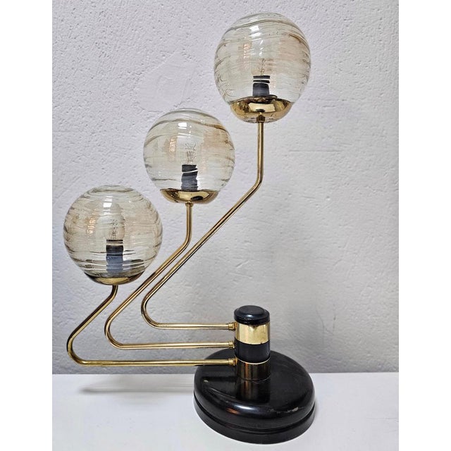 Mid-Century Modern 3-Arm Table Lamp in Black and Gold by Goffredo Reggiani, Yugoslavia, 1960s For Sale - Image 3 of 12