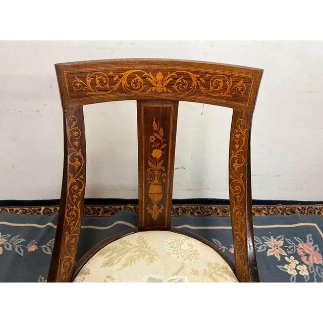 Early 20th Century Antique Style Biedermeier Inlaid Gondola Side Chair For Sale - Image 5 of 10