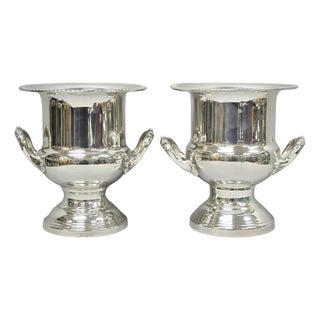 Vintage Leonard Silver Plated Trophy Cup Urn Champagne Chiller Ice Bucket - a Pair For Sale