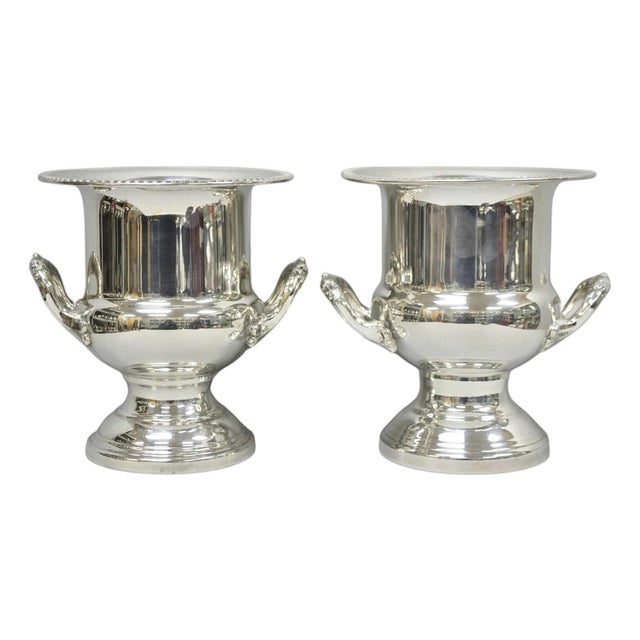 Vintage Leonard Silver Plated Trophy Cup Urn Champagne Chiller Ice Bucket - a Pair For Sale