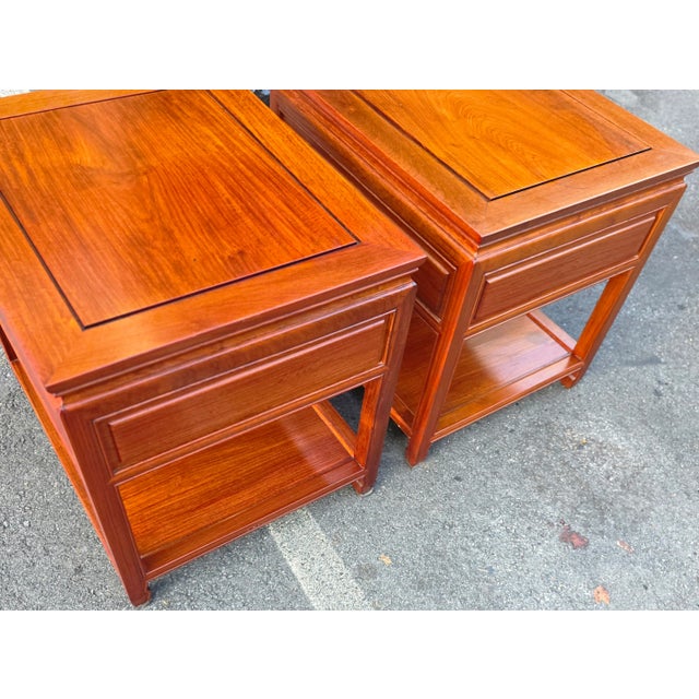 Mid 20th Century George Zee Style Solid Rosewood End Tables For Sale - Image 9 of 10