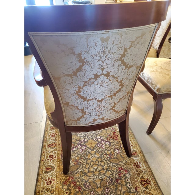 Brown John Widdicomb Set of 8 Pristine Klismos Dining Room Chairs With Gold Satin Damask For Sale - Image 8 of 12
