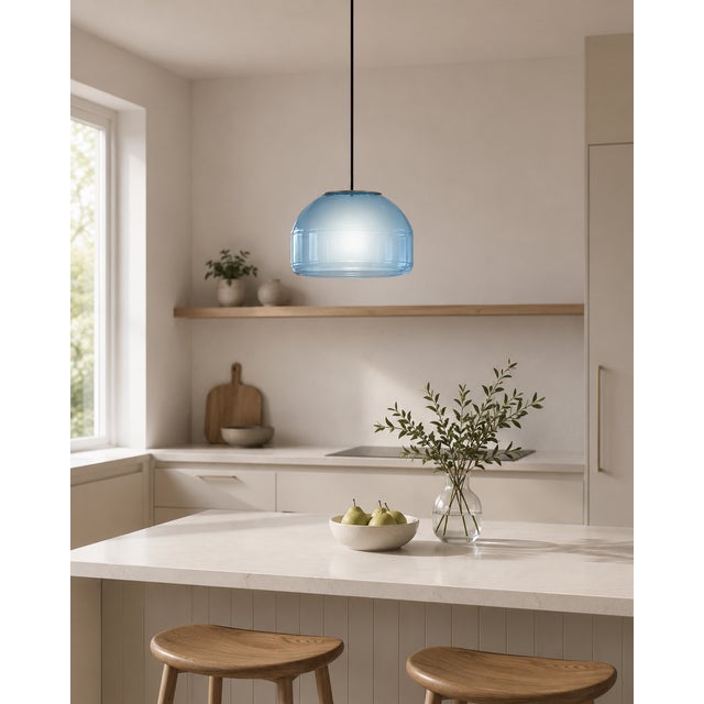 Contemporary Aqua Blown Glass Pendant Light by Artem Zakharchenko-Halytskyi For Sale - Image 3 of 6