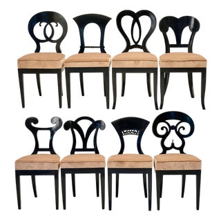 Biedermeier Ebonized Dining Chairs, Set of 8 For Sale