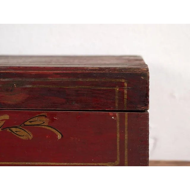 Antique Hand Painted Box with Floral Details, 1900s For Sale - Image 5 of 8