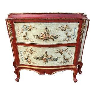 19th-C. Hand Painted and Carved Venetian Commode or Chest For Sale