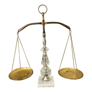 Vintage Justice Scale of Brass, Glass, and Marble