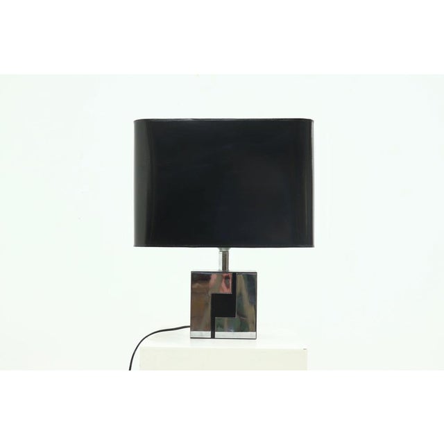 Black Laminated Wood and Chromed Steel Table Lamp in the style of Philippe Jean, 1970s For Sale - Image 8 of 8