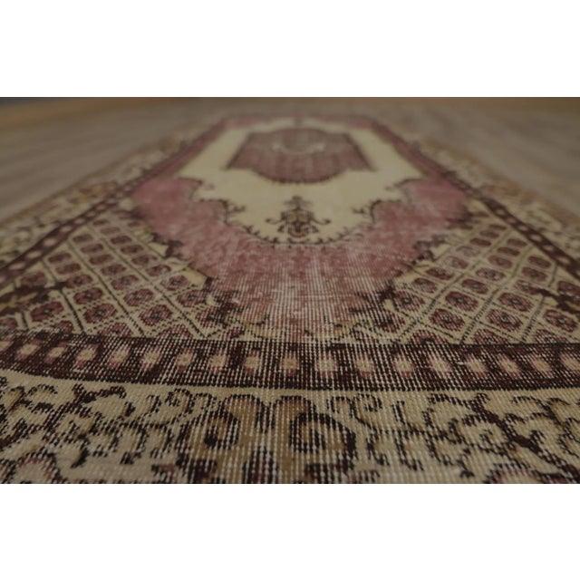 Red 1970s Turkish Floral Desing Oushak Accent Rug For Sale - Image 8 of 13