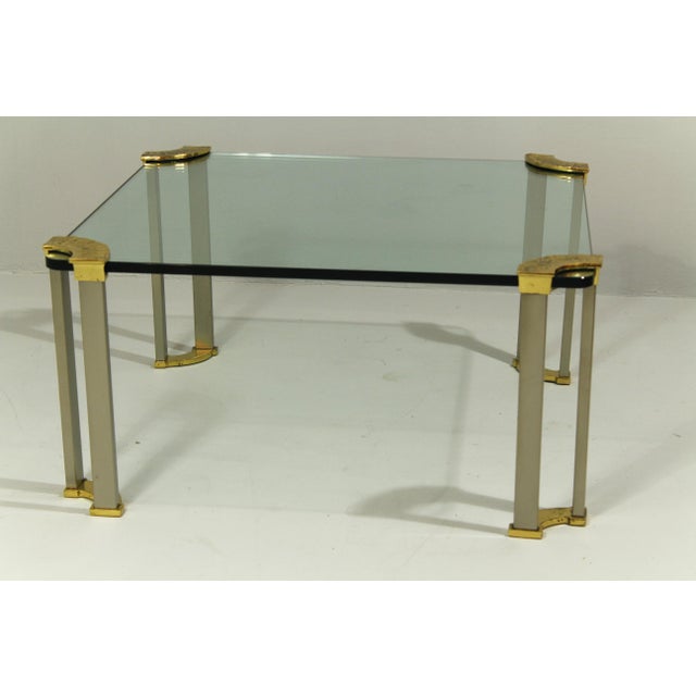 Large Coffee Table in Bronze, Glass and Steel from Peter Ghyczy, 1970s, in Good conditions. Designed 1970 to 1979 This...