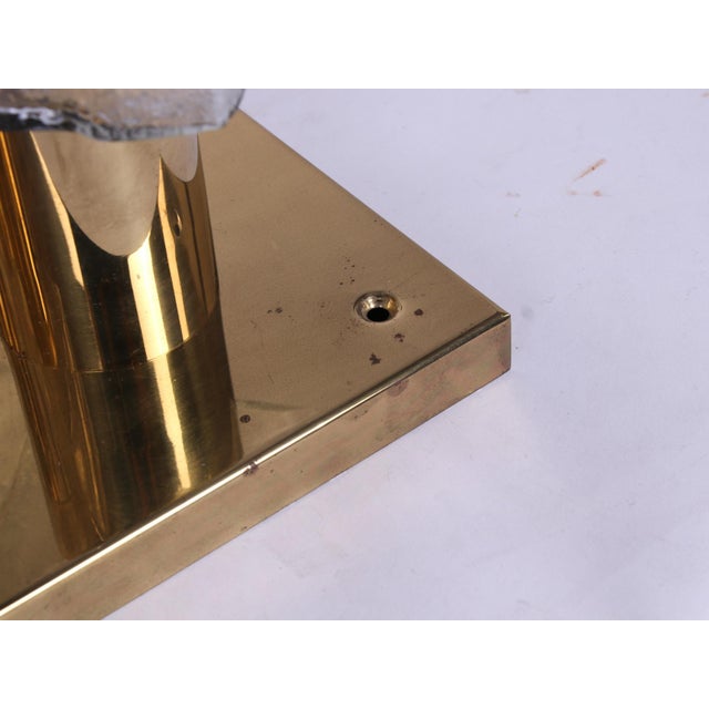 Cubist Flush Mount Chandelier in Brass and Ice Glass by J. T. Kalmar for Kalmar, Austria, 1960s For Sale - Image 9 of 12