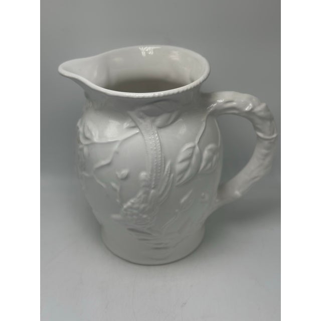 Lynn Chase Embossed White Pitcher For Sale - Image 4 of 9