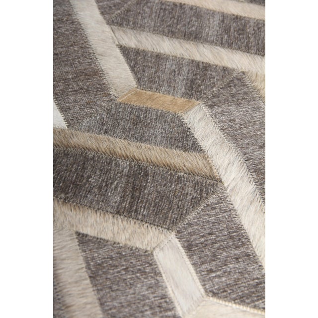 Transitional Dover Patchwork Leather/Viscose Beige/Ivory Rug - 8'x11' For Sale - Image 3 of 10