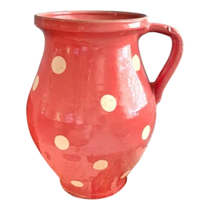 French Glazed Pottery Polka-Dot Pitcher