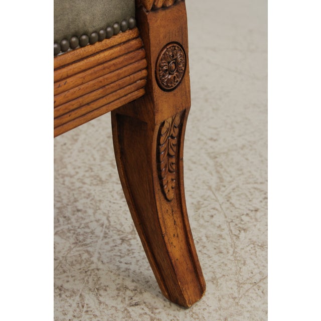 French Louis XVI Carved Leather Arm Chair For Sale - Image 14 of 17